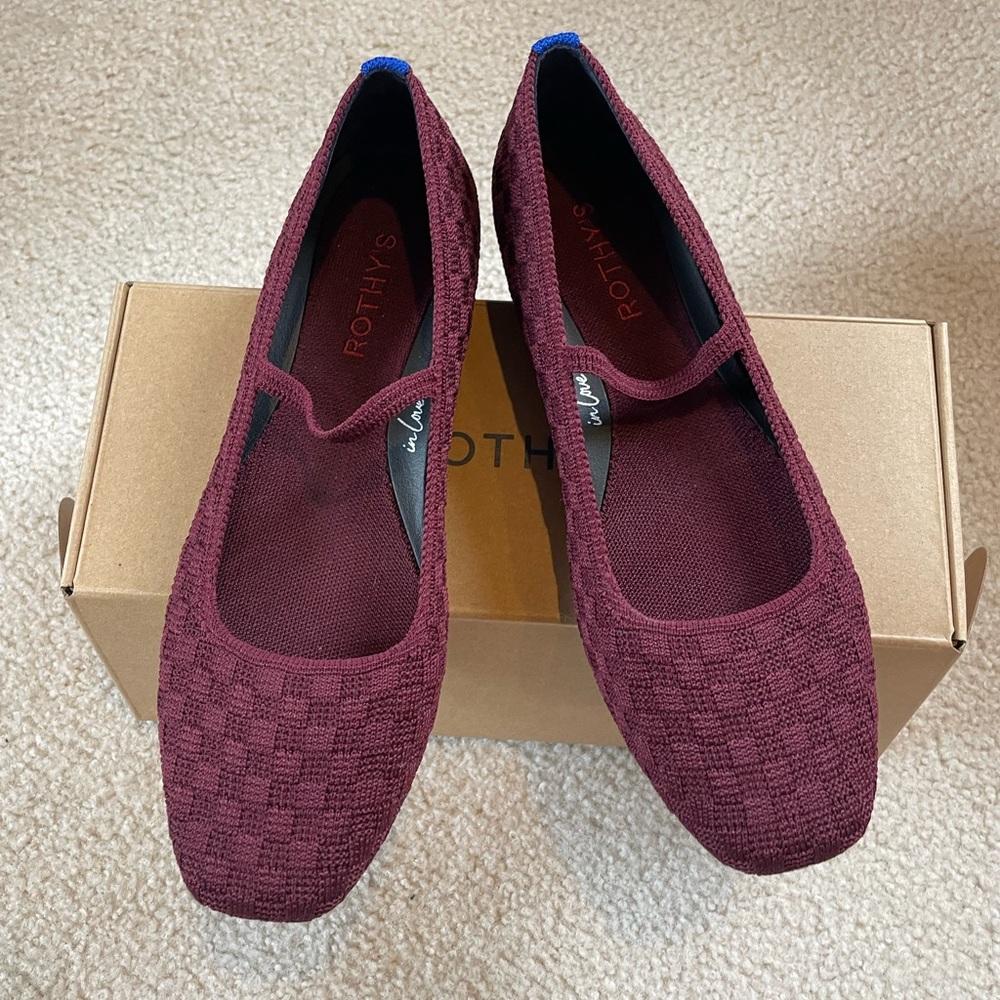 New, Rothy's Women's Burgundy Knit Mary Jane Flat